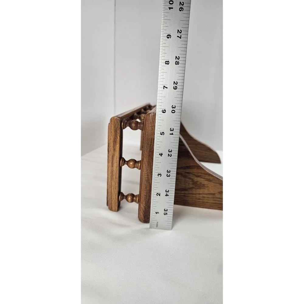 Vintage Spindle Plate Groove Rail Wood Wall Mounted Shelf Oak 14